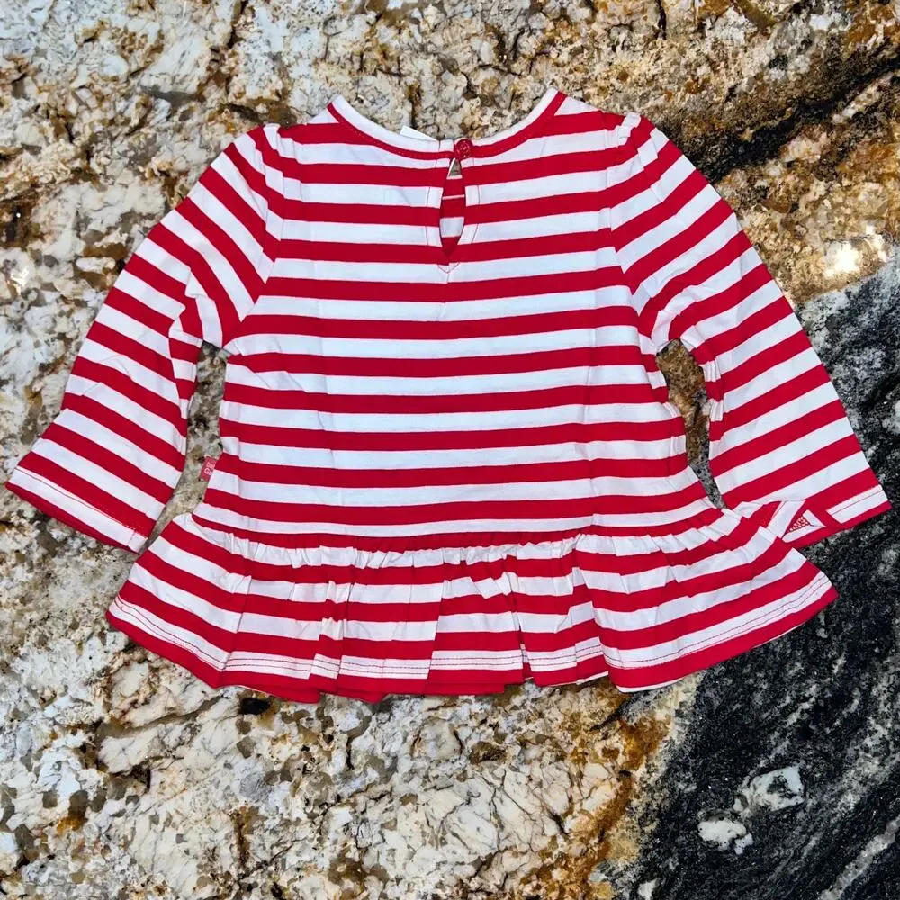 NWT GAP Baby Red & White Stripe Peplum Top & Leggings - SIZE 3-6M